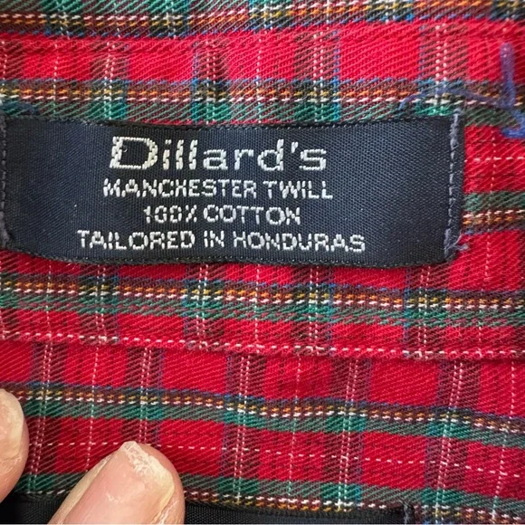 Men’s Long Sleeve Button Down Shirt  Size 15.5  34/35 Red Green Small Plaid - Picture 7 of 8